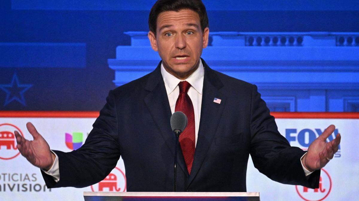 Florida Gov. Ron DeSantis speaks during the second Republican presidential primary debate at the Ronald Reagan Presidential Library in Simi Valley on Sept. 27, 2023.
