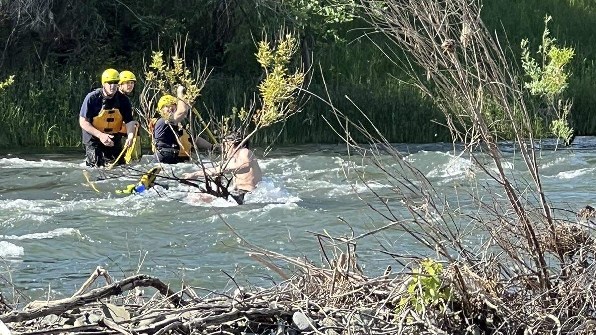 Crews with the Sacramento Metropolitan Fire District and Folsom Fire Department rescued a rafter with no life jacket who was swept downstream in the Cosumnes River near Rancho Murieta on Monday, May 22, 2023.