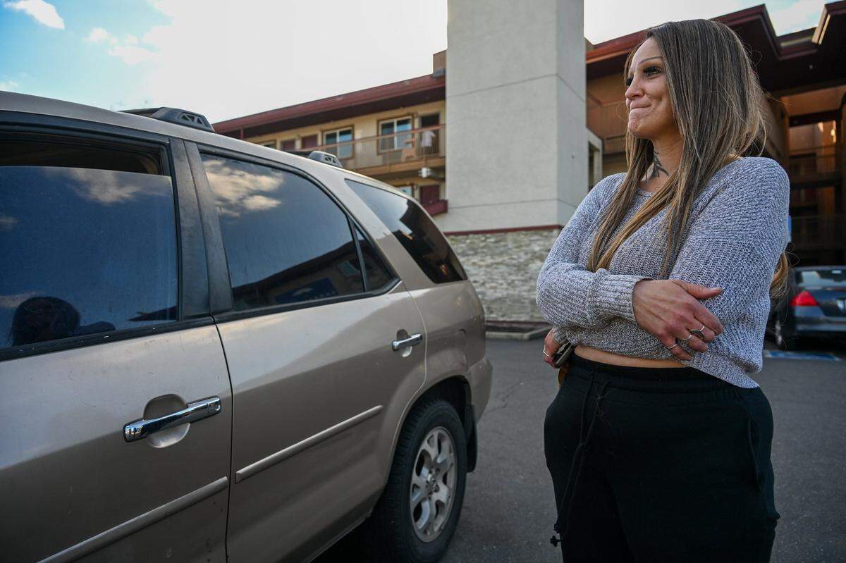 Jessica Rose talks about buying a used RV $300 from a friend while staying at the Sacramento Inn & Suites in March. She was worried she wouldn’t find an apartment in 30 days and might have had to sleep in the van with her husband and daughter. “I call 211 and nothing – where is all this money going?” Rose said.