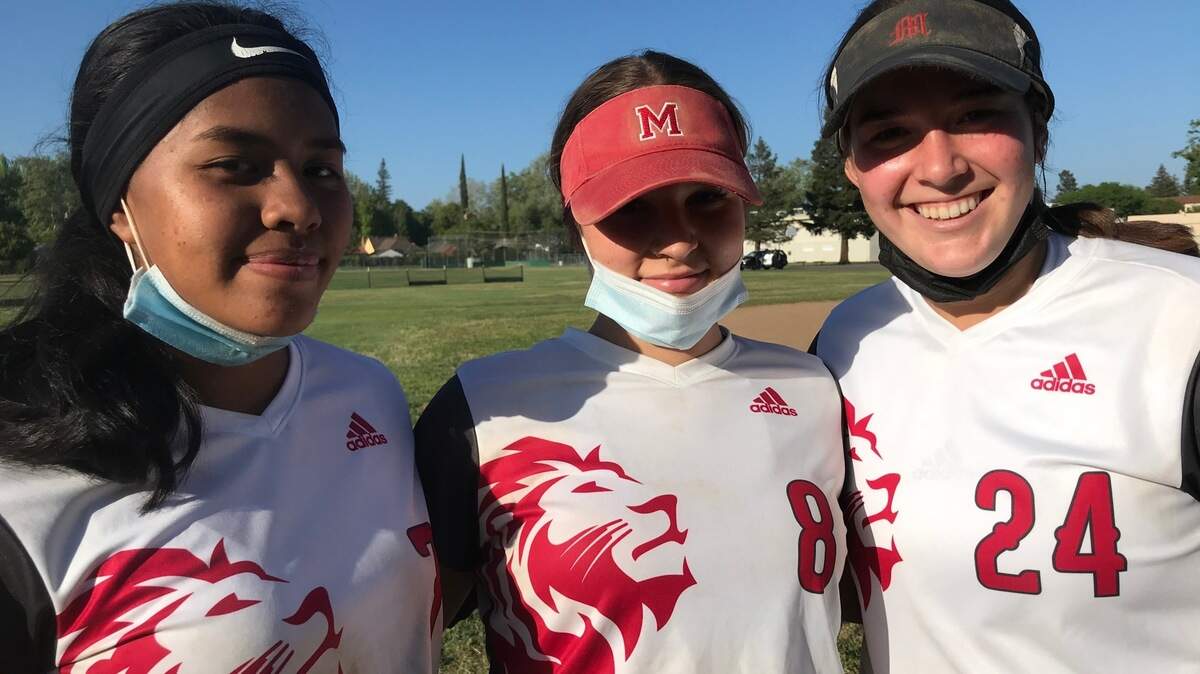 McClatchy softball leaders Jocelyn Rodriguez, left, Ayla Tate and Ashleigh Dendas combined to beat rival Kennedy 6-5 Thursday.