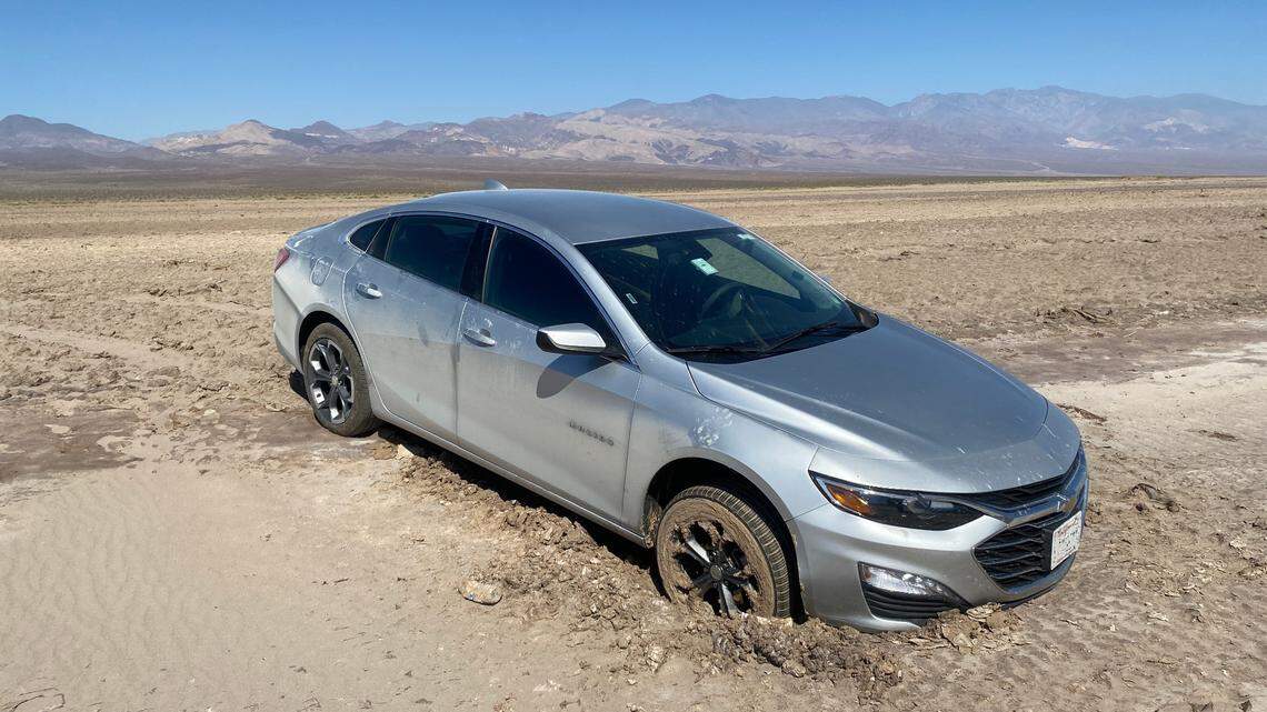 Tourists drove through a salt flat and got their car stuck on July 4 in Death Valley National Park, officials said. A towing company removed the vehicle three weeks later.