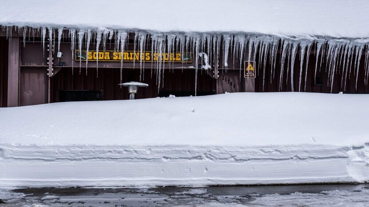 Soda Springs Store was covered by snow and ice March 6 after recent blizzard-like conditions hit the area. More snow is expected this week.