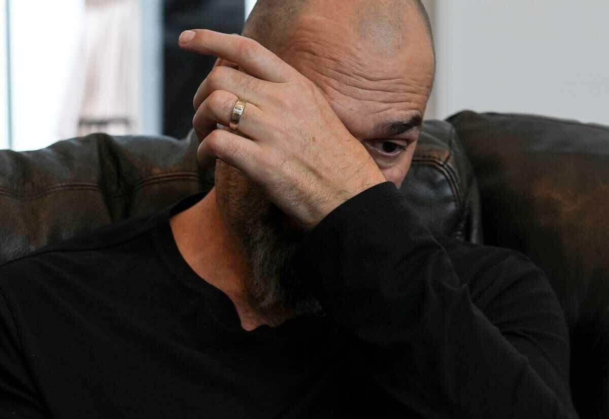 Former Sacramento Kings player Scot Pollard becomes emotional in December as he speaks at home in Carmel, Ind., about his heart transplant earlier in the year. 