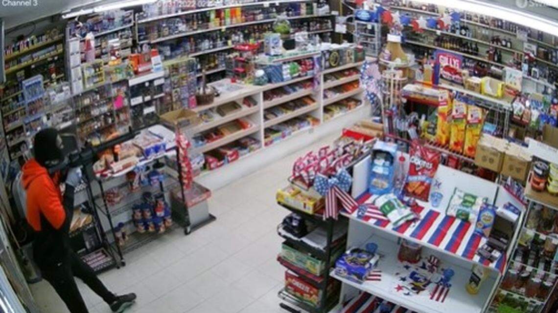 Four men fled, one with critical wounds, after an 80-year-old Norco store owner broke up an attempted armed robbery with a shotgun, California authorities say.