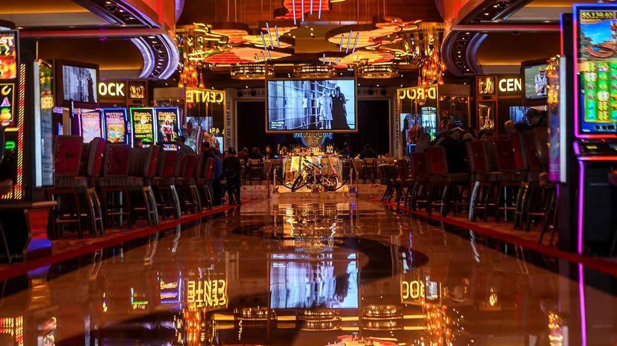 Lights reflect off the floor inside the Hard Rock Casino Sacramento in Wheatland on Tuesday, Feb. 25, 2020.