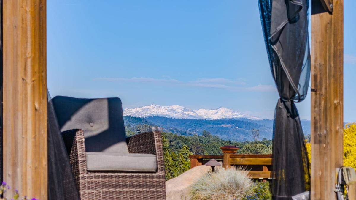 The foothills property has a spectacular view of the Sierra Nevada.