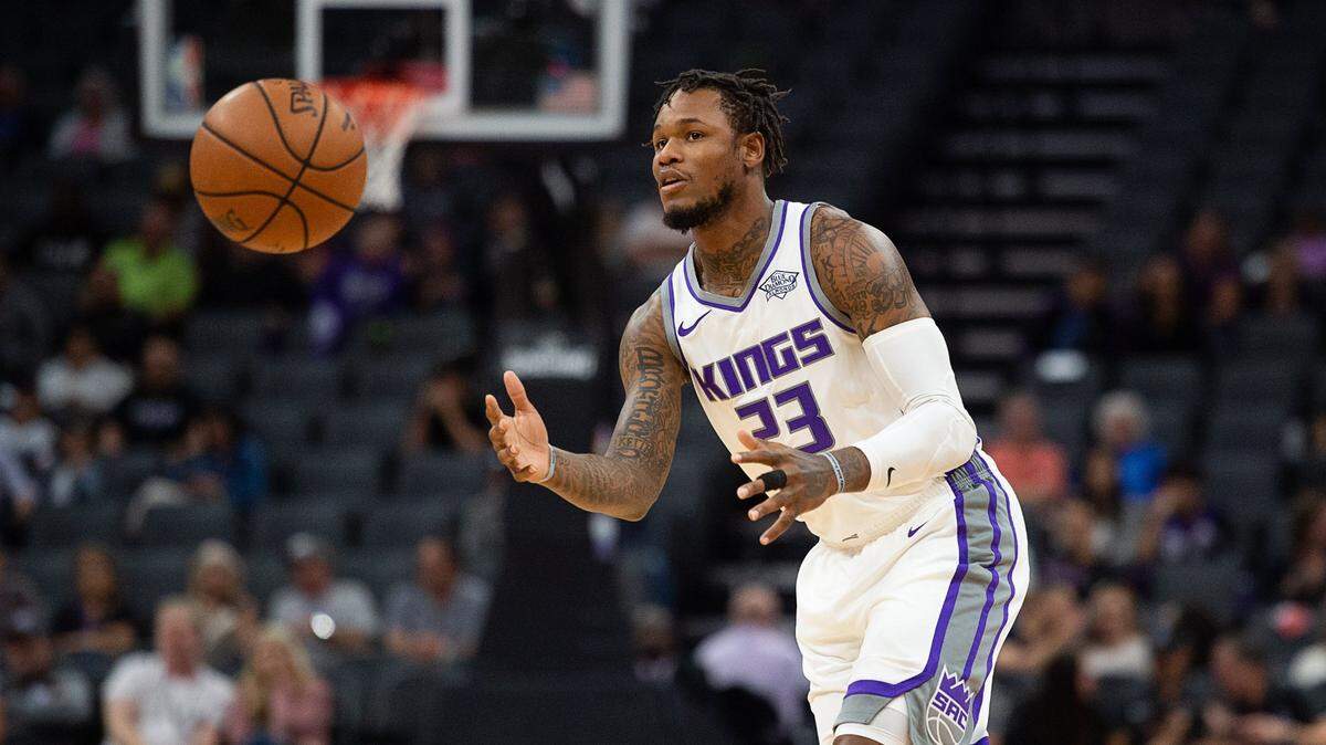 Former Kings guard Ben McLemore grabs a pass during a game at Golden 1 Center in 2018. McLemore was arrested Tuesday on suspicion of rape and other sexual assault charges at Portland International Airport in Oregon and remained in custody Wednesday at the Clackamas County Jail.