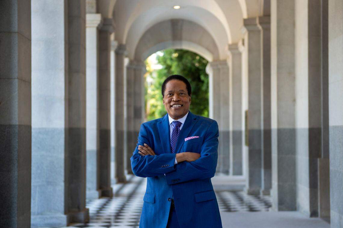 Nationally syndicated radio talk show host Larry Elder joins the list of Republican candidates seeking to replace Gov. Gavin Newsom in the Sept. 14 recall election. He is photographed at the Capitol in Sacramento on Thursday, July 15, 2021.