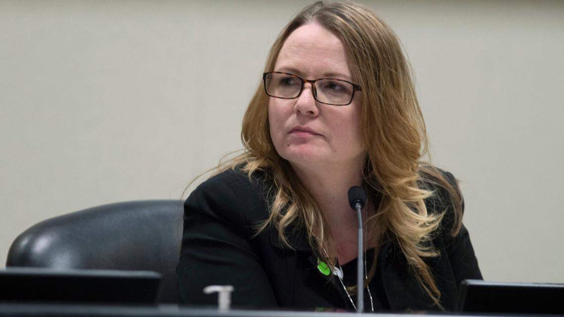 Sacramento City Unified school board member Christina Pritchett, shown at meeting in February 2019, was elected board president Thursday.