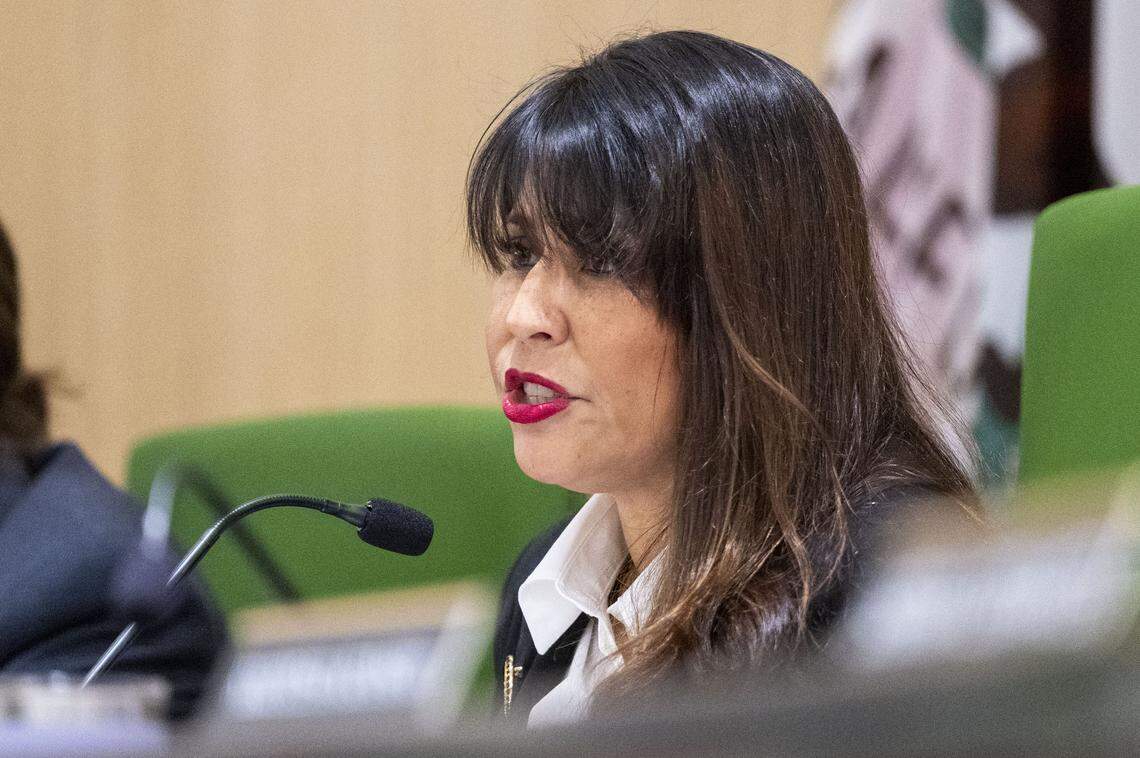 Assemblymember Liz Ortega, D-San Leandro, chair of the Assembly Labor and Employment Committee, speaks during a hearing on Wednesday about the findings of a recent state audit that found "deficiencies in Cal-OSHA’s enforcement processes and staffing levels."