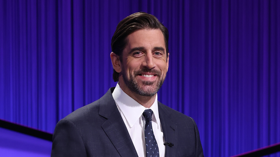 Aaron Rodgers is hosting “Jeopardy!” for two weeks and has said he would like to host the show full time.