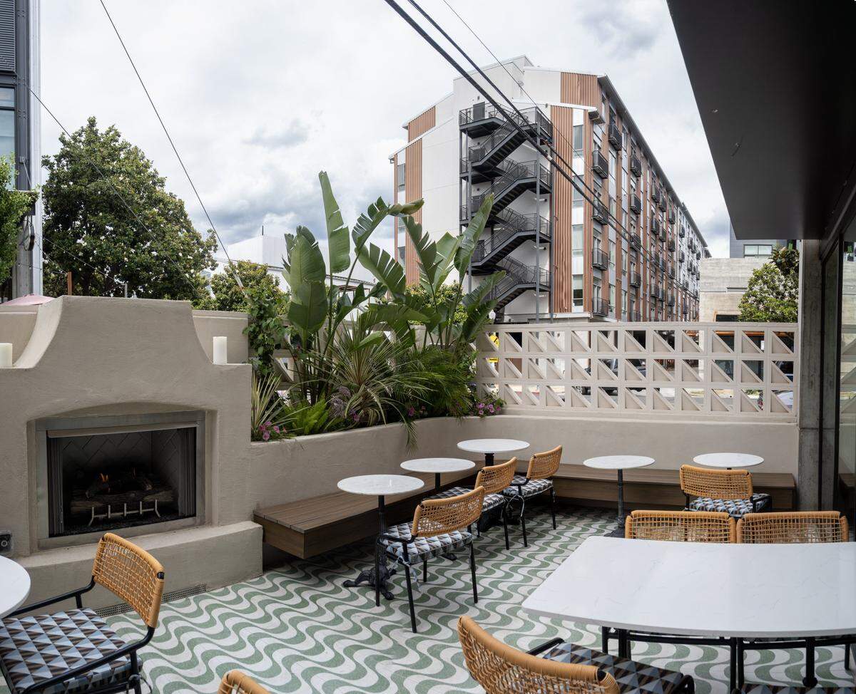 The outdoor patio at Day Tripper in midtown Sacramento on Wednesday, May 27, 2026.