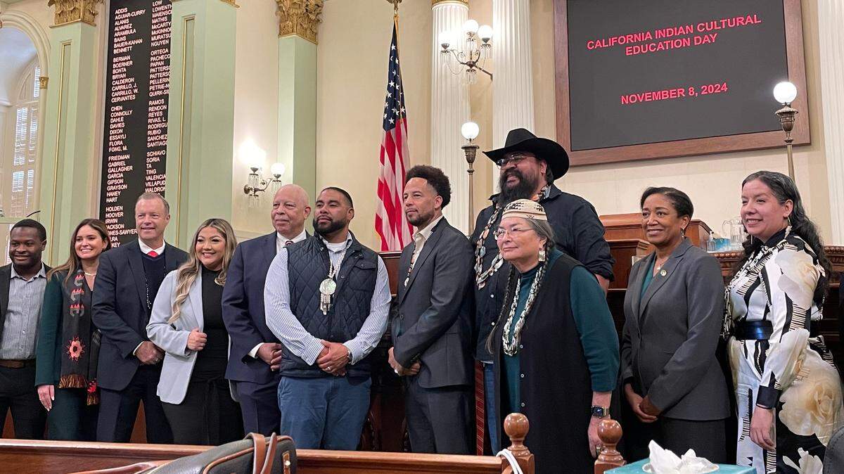 Members of Sacramento State and local tribal communities at California Indian Culture Education Day at the Capitol on Friday, Nov. 8, 2024. Sacramento State officially announced Native American College, an institution with the university that will empower Native American students.