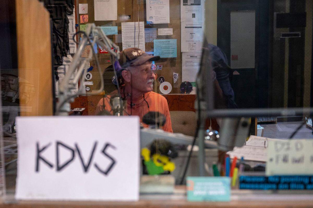 Guy Tortorici, a KDVS DJ known as “Muse” works in the broadcasting room last month. He hosts a show called “The Earworm’s Garden” with in-studio live music and interviews with local artists.