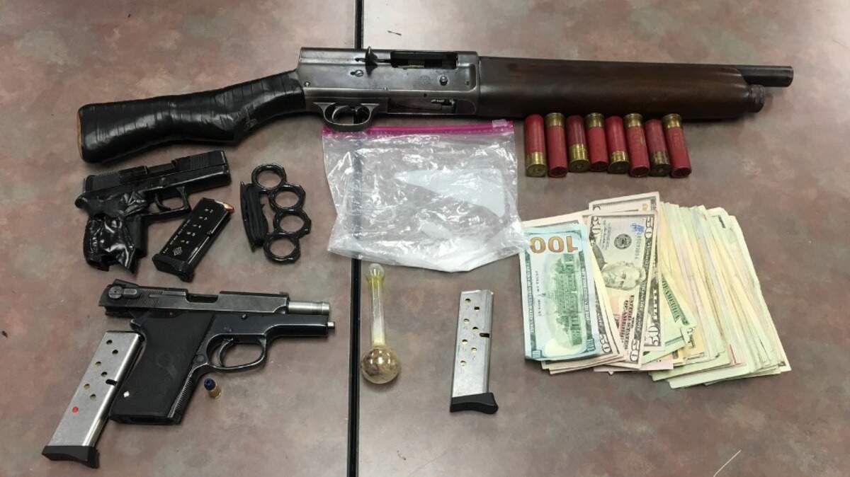 Rancho Cordova police seized several guns, drugs and cash during a Friday traffic stop that ended in the arrest of a Sacramento man.