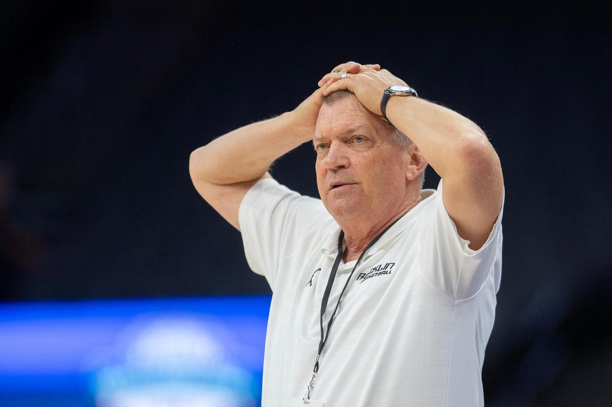 Rocklin Thunder head coach Steve Taylor expresses disbelief over a foul called in the second half in the CIF Sac-Joaquin Section Division ll championship at Golden 1 Center on Thursday, Feb. 27, 2025.