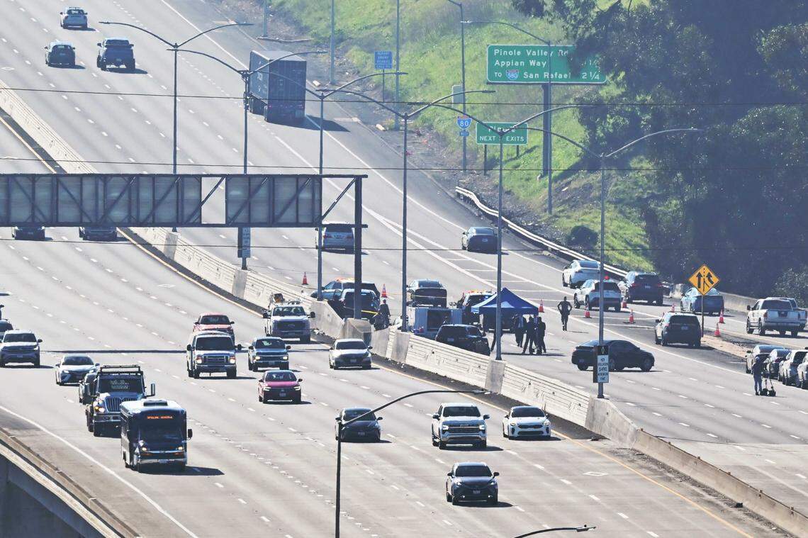 California Highway Patrol closed down all the westbound lanes of I-80 after a police involved shooting in Hercules on Thursday, Jan. 22, 2026.
