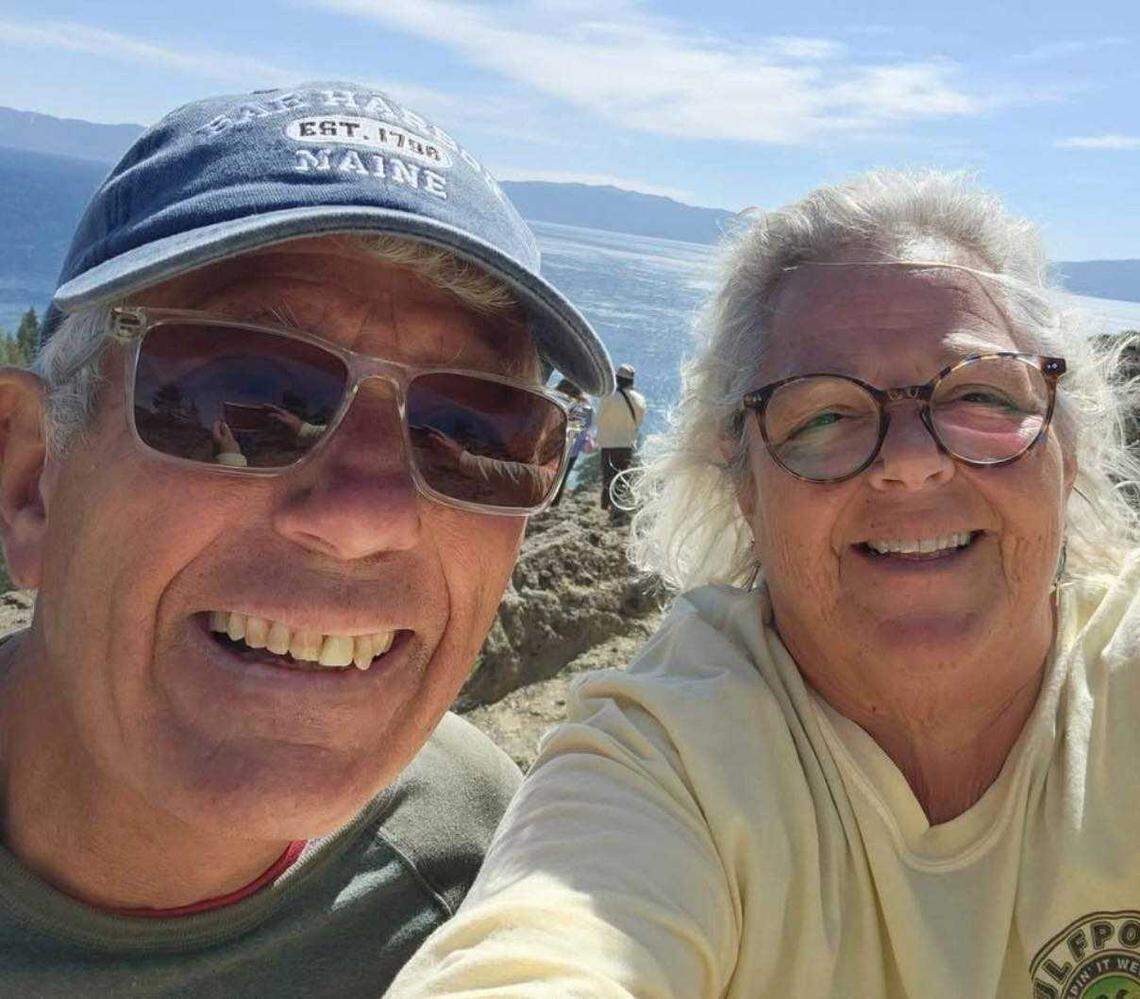 James Guck and Theresa Giullari of Honeyoye, N.Y., are seen in an undated photo provided by a friend. The couple was among the eight people who died after a boat capsized on Lake Tahoe on Saturday, June 21, 2025. The 10-person party had been on the lake to celebrate Paula Bozinovich’s 71st birthday when a storm triggered swells that capsized the boat.
