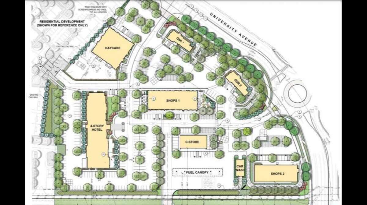 University Square is planned for the northwest corner of Sunset Boulevard and University Avenue in Rocklin, across the street from William Jessup University.