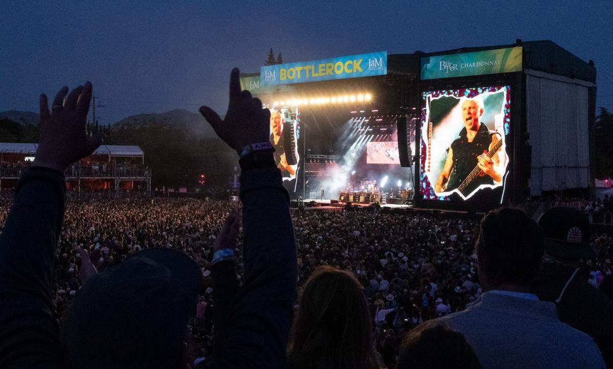 Fans enjoy a performance by Green Day at the BottleRock music festival in Napa on Friday, May 23, 2025. 