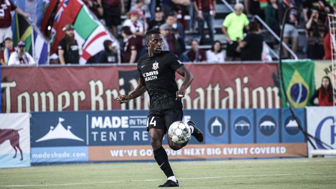 Duke Lacroix keeps an eye on L.A. Galaxy II during Sacramento Republic’s 1-0 win on Saturday, June 18, 2022.