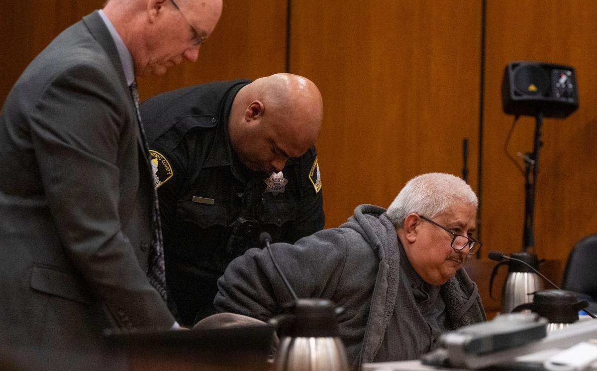 Enrique Rodriguez Valladares, a former third-grade teacher at Bowling Green Chacon Language and Science Academy, is handcuffed after his sentencing hearing in Sacramento Superior Court on Friday. Valladares, who taught in the Sacramento City Unified School District for 28 years, was sentenced to eight years in prison after he pleaded no contest to molesting students.