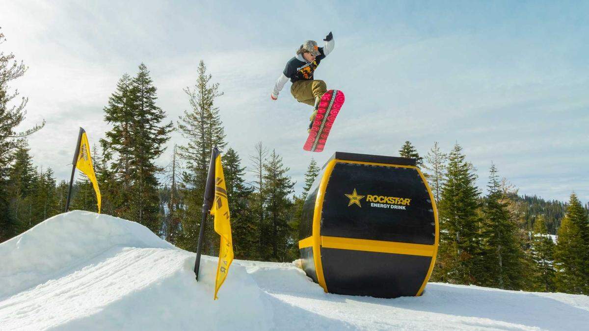 A snowboarder enjoys packed powder at Northstar California ahead of a forecast Sierra snowstorm expected to bring heavy snowfall to the Tahoe region next week.