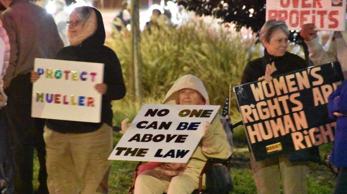 Protesters at the FBI district office in Roseville on Thursday responded to the newly-installed acting attorney general, Matthew Whitaker, who will oversee the U.S. Department of Justice’s special counsel investigation.