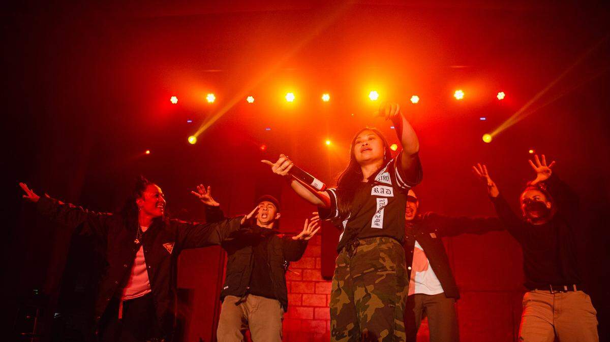 Ruby Ibarra, a Bay Area rapper, performs onstage during Kollaboration’s 2019 concert. She will hit the stage virtually in 2020 for the organization’s 20th anniversary.