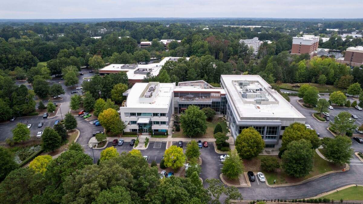 An aerial view of Epic Games headquarters in Cary on Monday, Sept. 23, 2024.