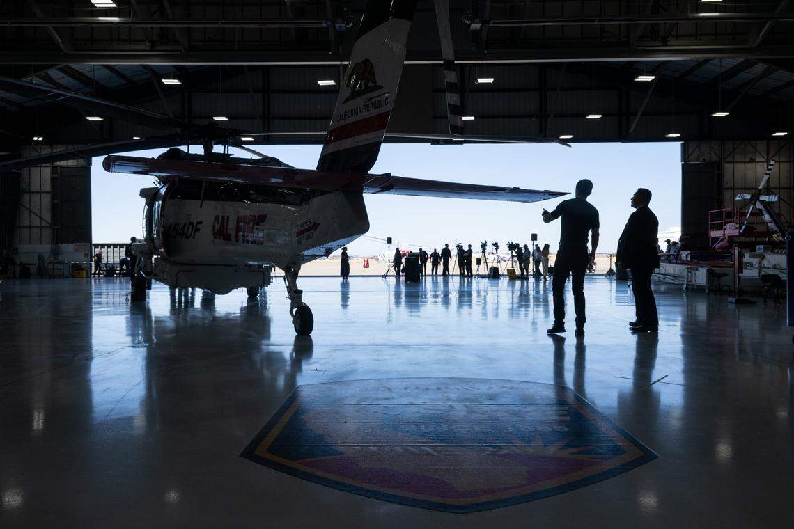 The new Sikorsky Cal Fire Hawk sits in hanger at McClellan Airpot on Thursday, July 31, 2025, in Sacramento.