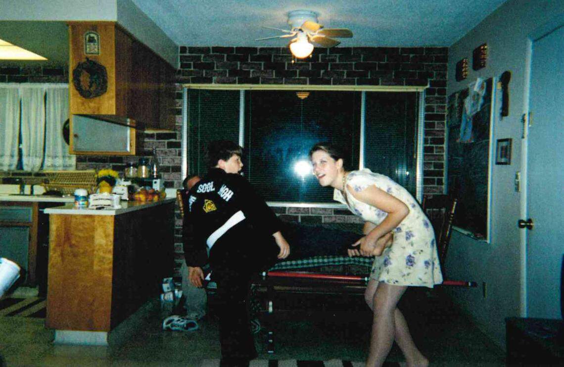 A young Johnny Matthews and Sara Easton, clowning around in their parents’ home.