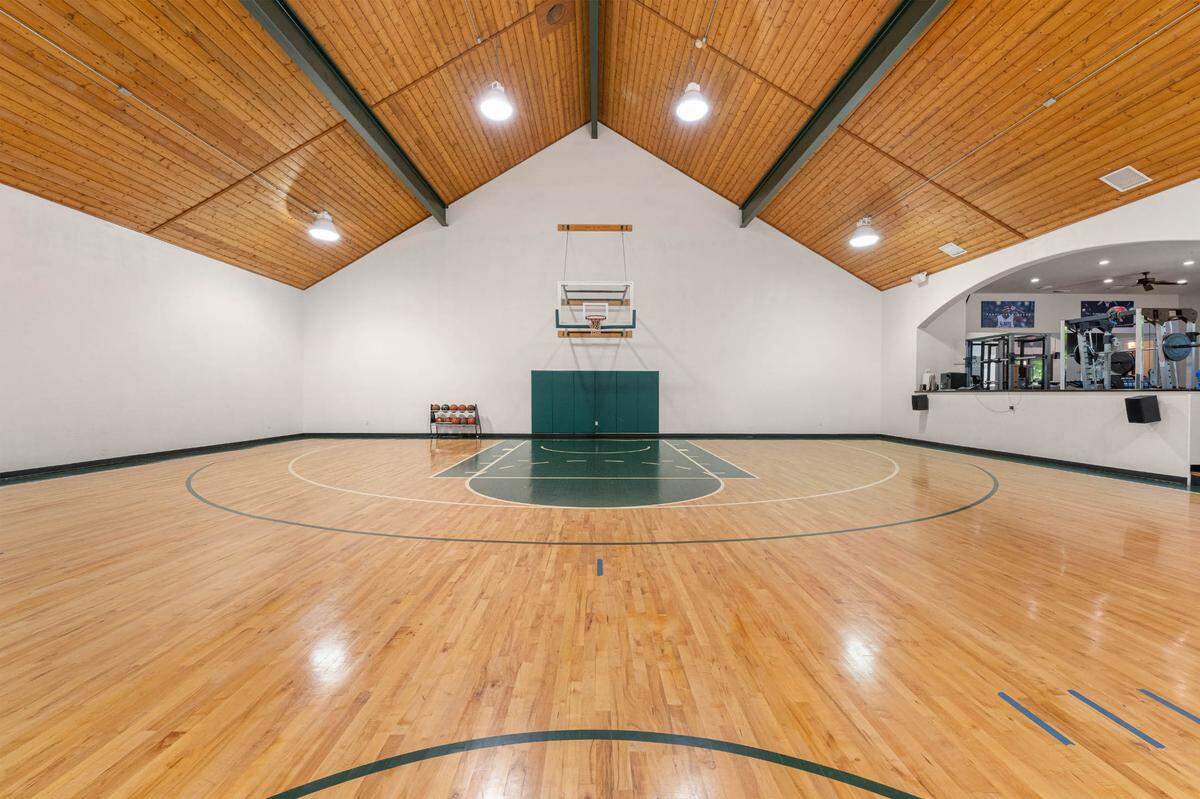 A 4,000-square-foot basketball court may be the top amenity of the Granite Bay residence.