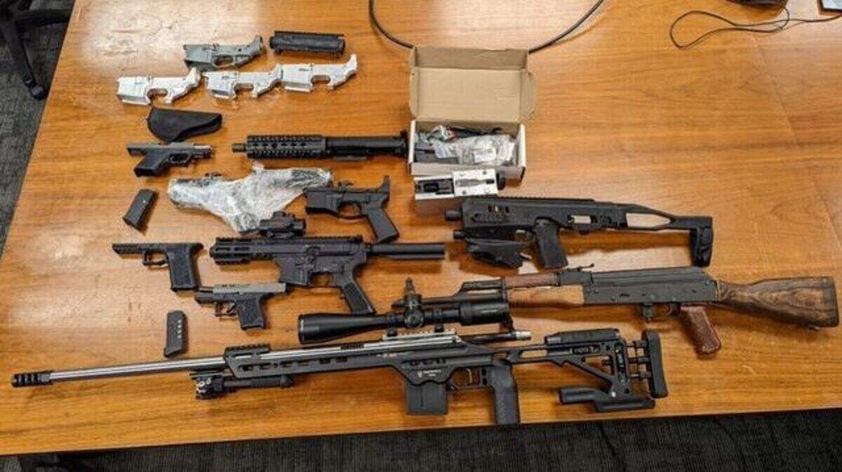 An assortment of “ghost gun” manufacturing materials found Thursday, March 31, 2022, at a home in Sacramento’s Meadowview neighborhood and a Woodland storage unit. Police arrested 38-year-old Nicolas Gray in connection with the findings.