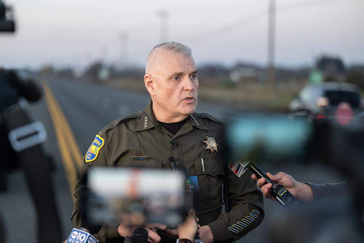 Butte County Sheriff Kory Honea gives an update about the school shooting near Oroville on Wednesday.