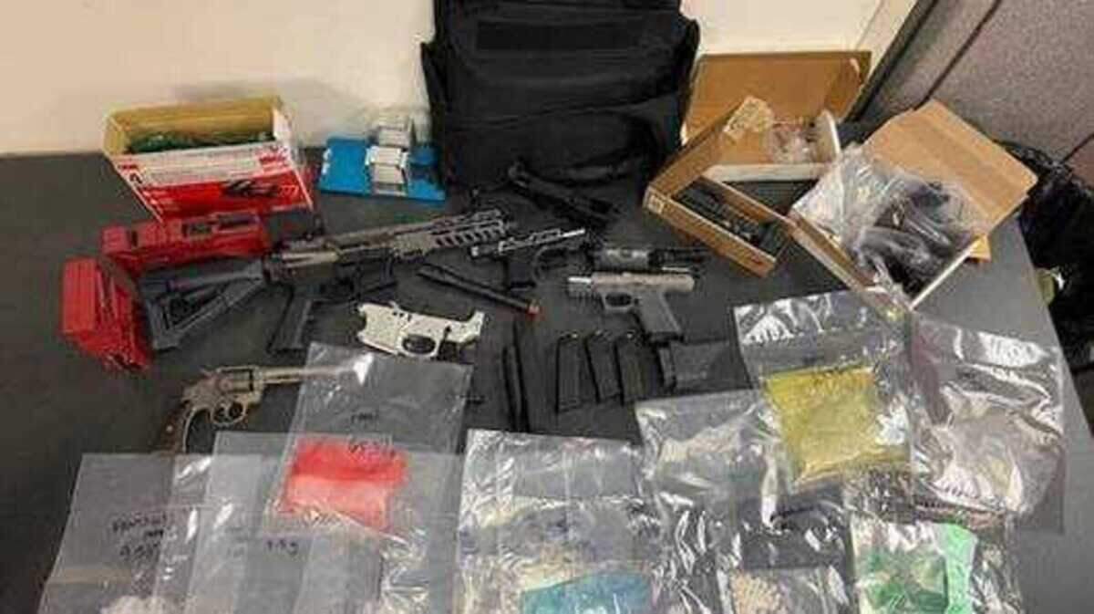 Roseville, California police officers found guns without serial numbers, high-capacity ammunition magazines, gun manufacturing tools and parts, fentanyl, methamphetamine, heroin and more than $7,000 in cash during a search of a hotel room and a storage unit. Police on Monday Dec. 7, 2020, arrested Ji Hye Chang and Jordan Miller in connection with the seizure.