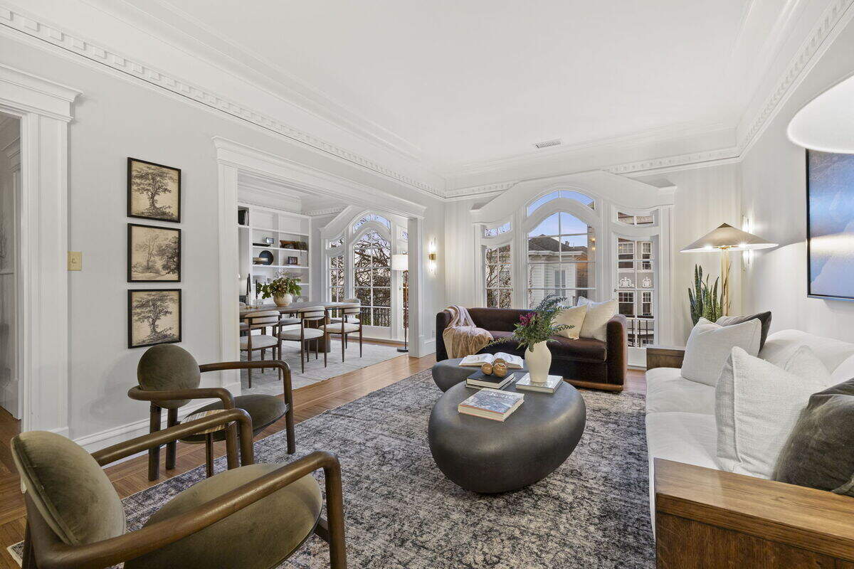 Two homes both include newly renovated kitchens with breakfast nooks, formal living and dining rooms, timeless architectural detail and modern refinement with original hardwood floors.