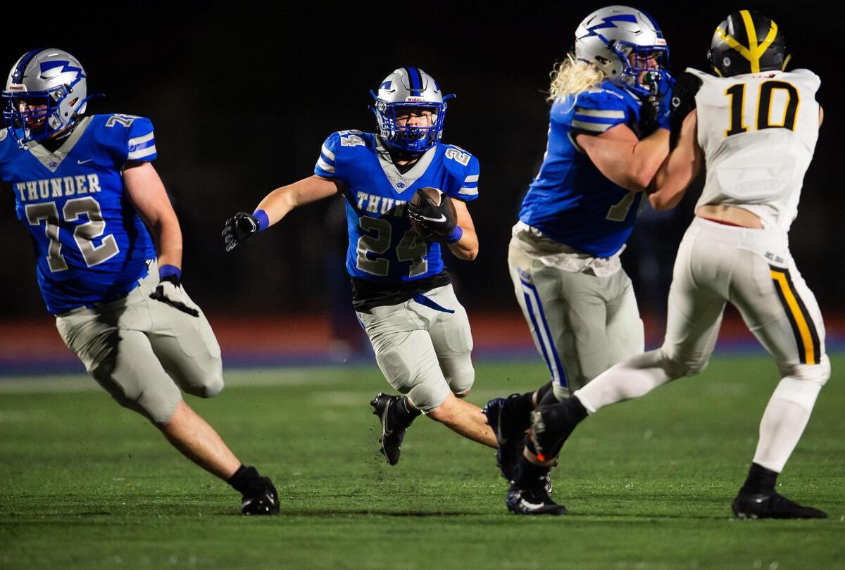 Bobby Piland, the region's top offensive lineman, blocks against Del Oro in March. 
