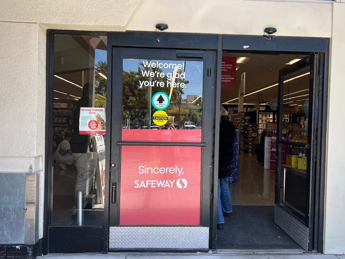 At the entrance of the Safeway on Alhambra Boulevard in East Sacramento earlier this month, a sign states that only service animals are allowed. A reporter saw a man with two dogs walking around the store. Nothing indicated that the dogs were service animals.