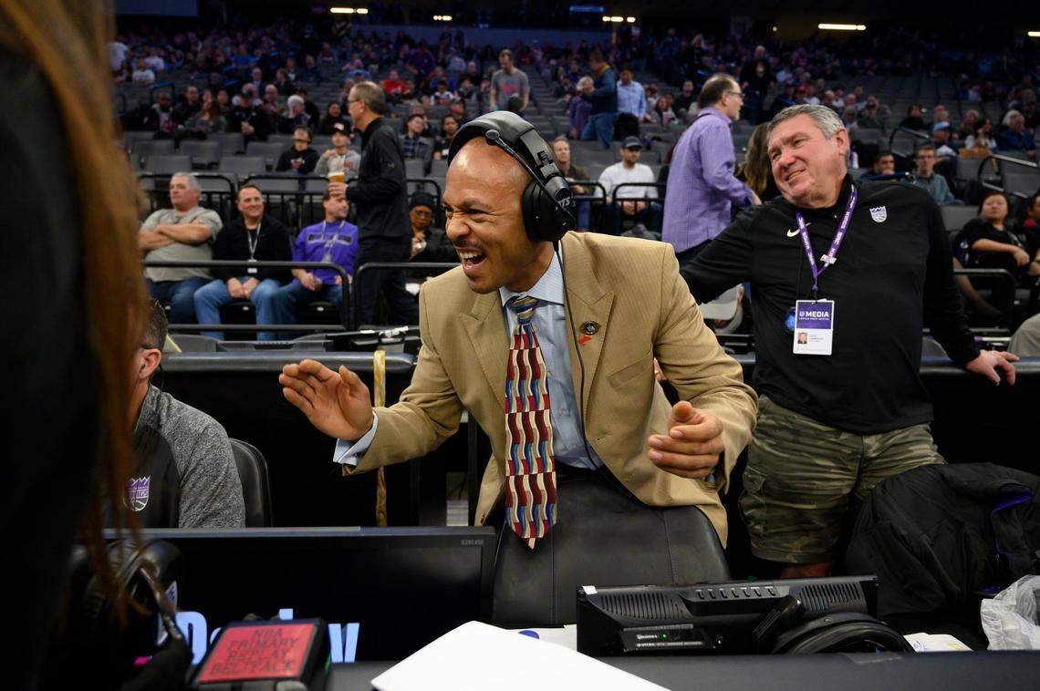 Kings senior director of entertainment Maurice Brazelton works Friday night’s game against the Miami Heat at Golden 1 Center. He has been with the Kings 19 years and is about to make his 14th All-Star appearance.