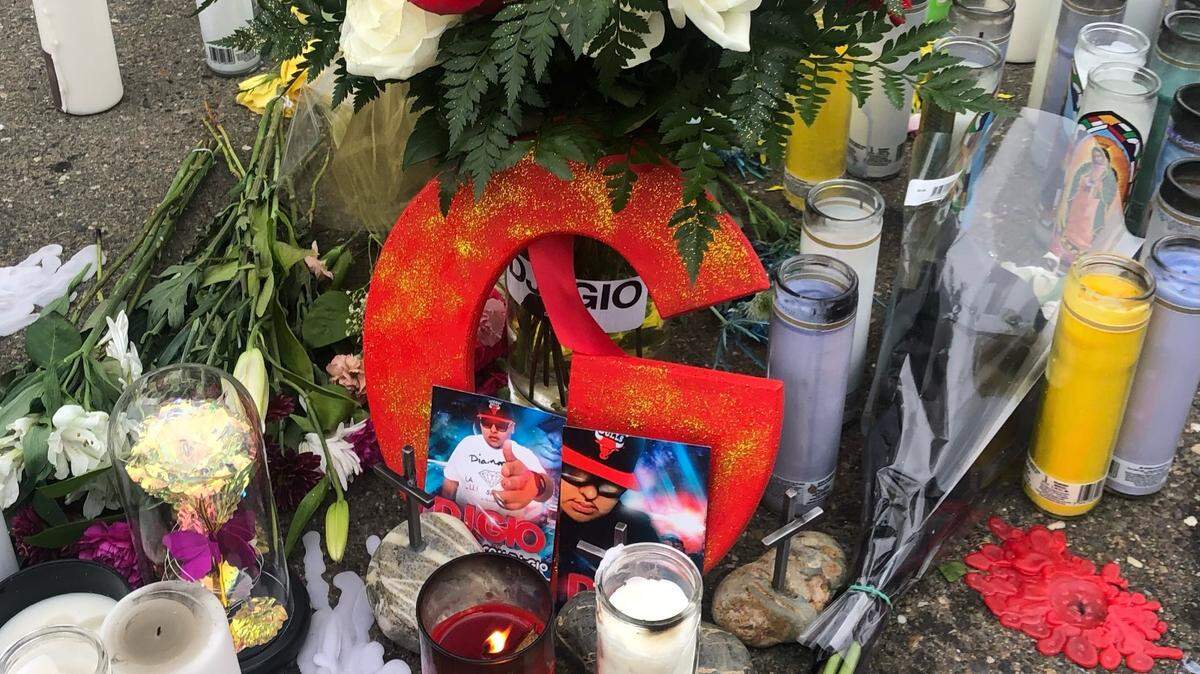 A memorial established by friends, family and loved ones near 2500 Amelia Earhart Avenue in Sacramento’s Natomas Crossing neighborhood, where police said two men were killed early Sunday, April 10, 2022. Anita Razo said her son Giovanni Pizano, better known as DJ Gio, was killed.