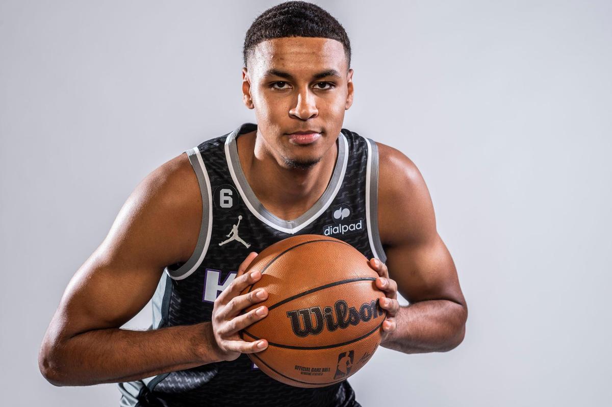 Sacramento Kings rookie Keegan Murray during media day on Monday at Golden 1 Center.
