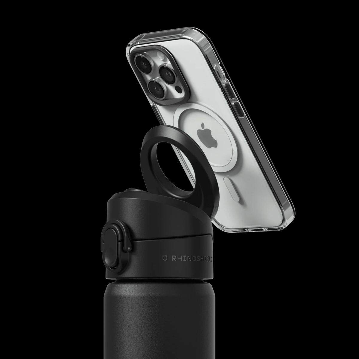 A water bottle that serves as photo stand.