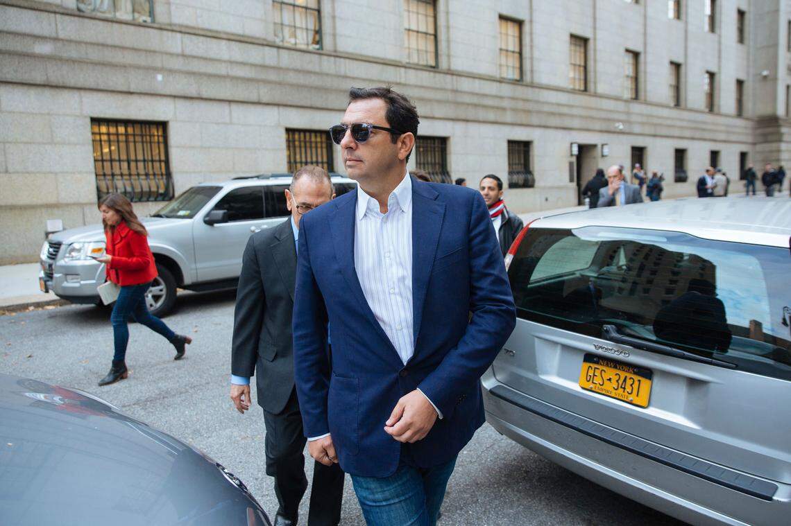 Andrey Kukushkin leaves federal court Oct. 17, 2019, in New York. Kukushkin and David Correia pleaded not guilty Thursday to conspiring with associates of Rudy Giuliani to make illegal campaign contributions. They are among four men charged with using straw donors to make illegal contributions to politicians they thought could help their political and business interests.
