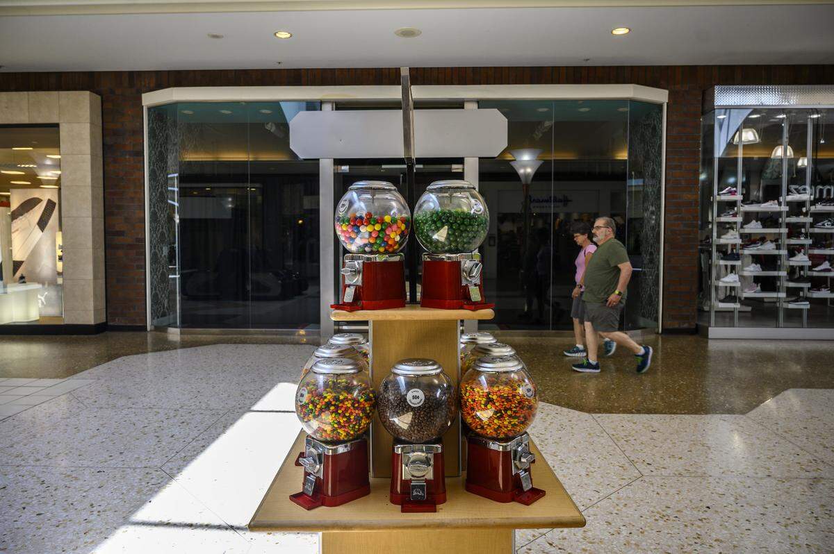 Mall walkers and shoppers at the Sunrise Mall take advantage of the air-conditioning for exercise and enjoy movies at the theater where tickets are reduced daily, Tuesday, Aug. 13, 2019 in Citrus Heights.