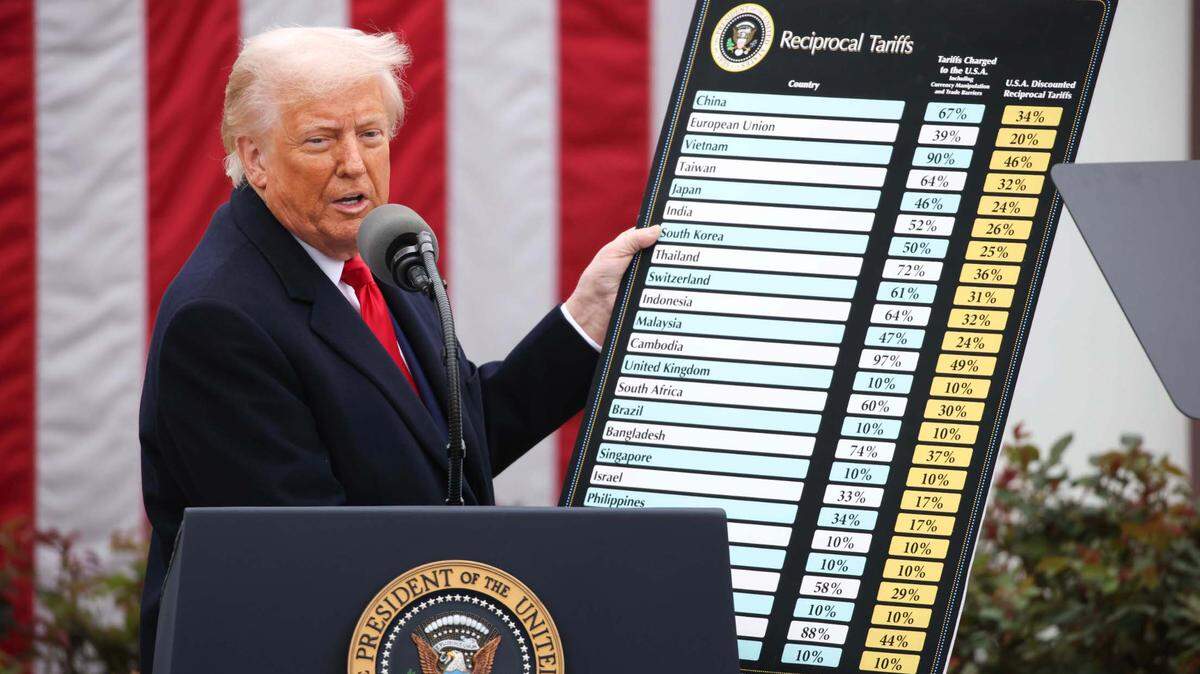 President Donald Trump displays a chart with reciprocal tariffs during a “Liberation Day” event in the Rose Garden at the White House on April 2 in Washington, D.C. The U.S. risks losing NATO partners and global trust if it chooses immediate savings over sustained leadership and trade commitments.