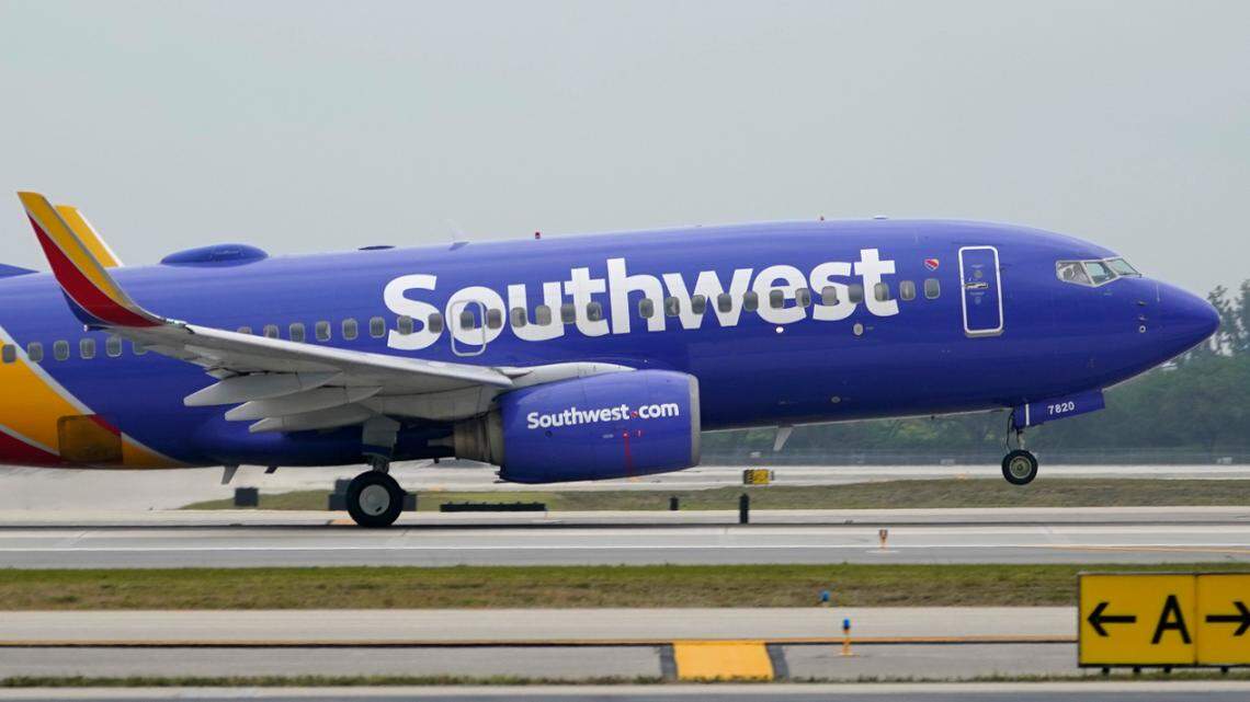 A Southwest Airlines Boeing 737 passenger plane takes off from Fort Lauderdale-Hollywood International Airport, Tuesday, April 20, 2021, in Fort Lauderdale, Fla. Caroline Scott of Colorado said she and her child with a sensory disorder were asked to leave a Southwest Airlines flight over fears he wouldn’t wear a mask.