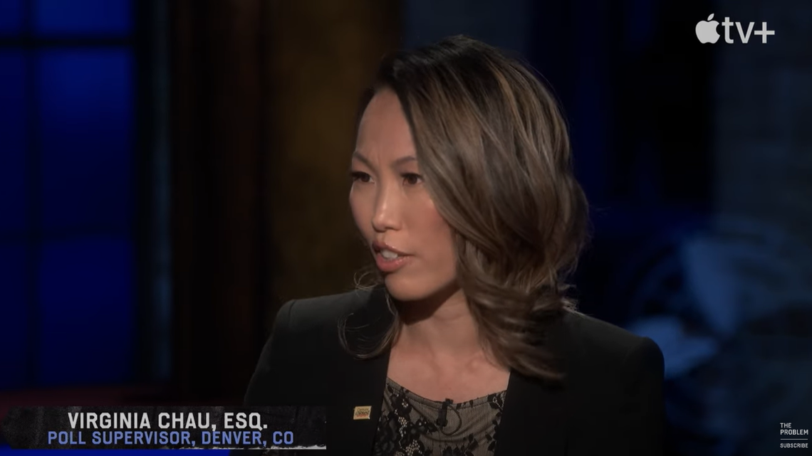 Virginia Chau says she was fired from her job as an elections supervisor in Denver, Colorado, after she appeared on “The Problem With Jon Stewart” in 2022.