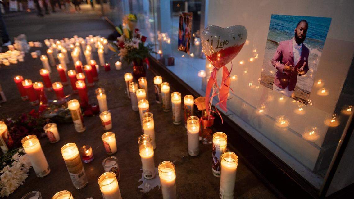 A memorial near the scene of the mass shooting in Sacramento last week.