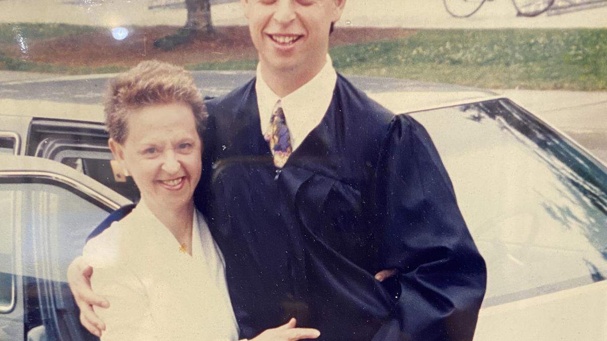 Bunny Stevens and her son, Jason. He was a freshman at Cal Poly, SLO during the infamous 1990 Poly Royal event, that resulted in over 100 arrests and injuries.